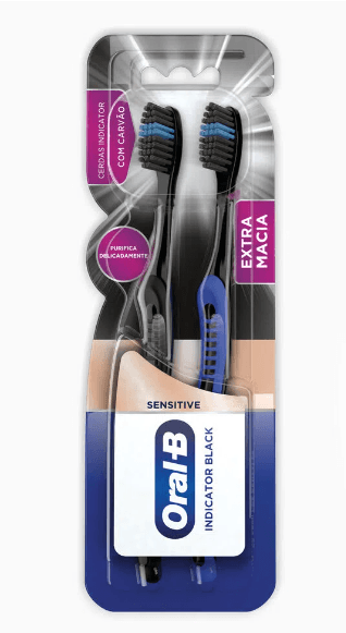 Escova Dental Sensitive Oral-B Indicator Black - 2 Uni