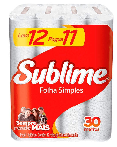 Papel Higiênico Sublime Folha Simples - Leve 12 Pague 11