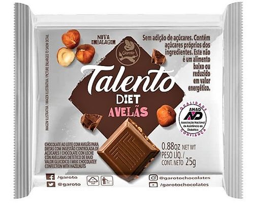 Chocolate Talento Diet Avelã - 25g