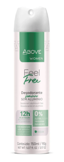 Desodorante Above Aerossol Feminino Sem Alumínio Feel Free Zero - 150ml