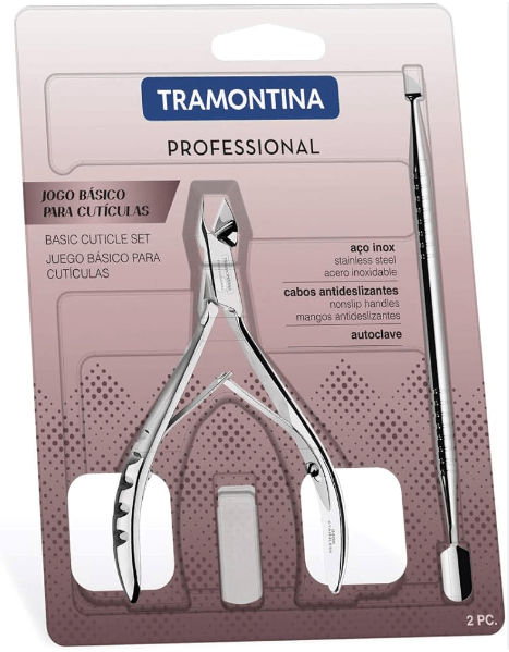 Alicate Cutícula Básico + Espátula Dupla Inox