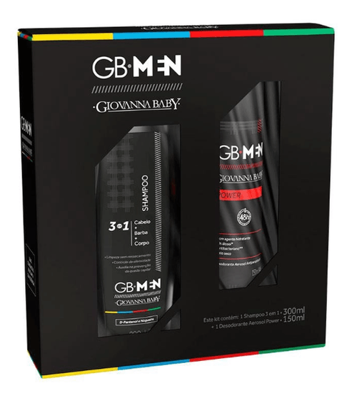 Kit Giovanna Bay Men The Power Shampoo 3 em 1 + Desodorante Aerosol