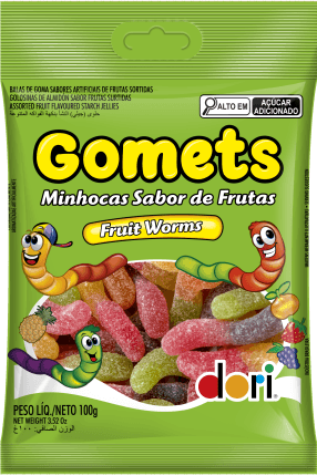Gomets Goma Minhocas Frutas - 100g