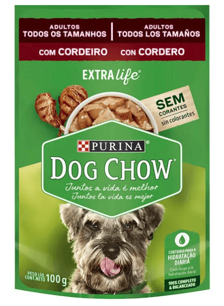 Ração Sachê Dog Chow Cães Adultos Cordeiro - 100g