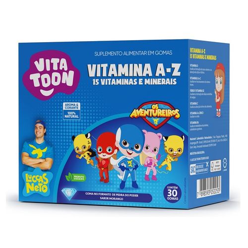 Suplemento Alimentar Vitatoon Lucas Neto A-Z 15 Vitaminas e Minerais com 300 Gomas - MaxiNutri