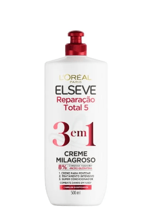 Creme Tratamento Elseve 3 em 1 Reparação Total - 500ml