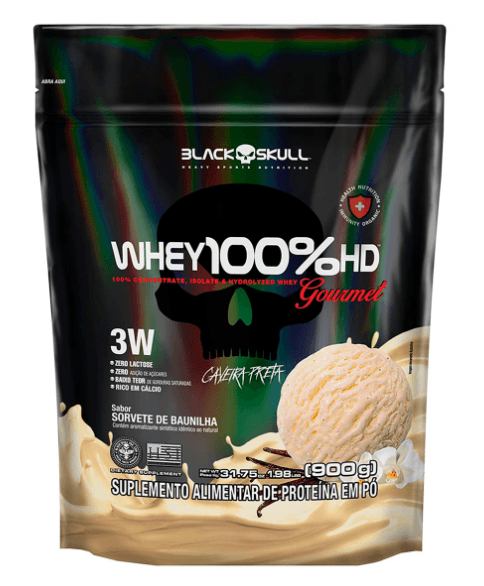 Whey 100% Black Skull Refil Baunilha Gourmet - 900g