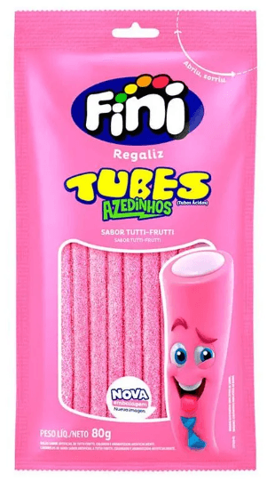 Bala de Gelatina Fini Tubinho Tutti-Frutti 80g