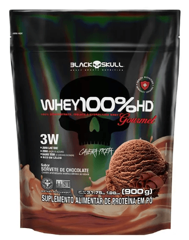 Whey 100% Black Skull Refil Chocolate Gourmet - 900g