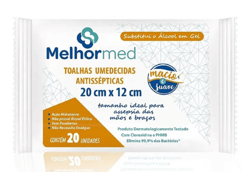 Toalha Umedecida Antissépticas Melhormed - 20 unidades