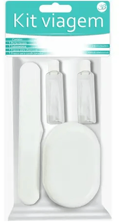 Kit de Viagem Prático Higiene Pessoal Porta Escova Saboneteira Shampoo e Condicionador 4 Unidades