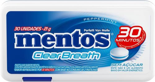 Pastilha Mentos Clear Breath Peppermint - 30 Unidades