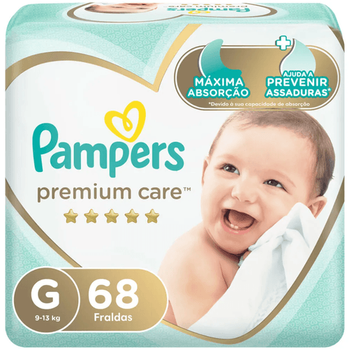 Fralda Pampers Premium Care Tamanho G - 68 Unidades