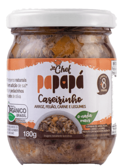 Caseirinho Orgânico Arroz, Feijão, Carne e Legumes Papapá - 180g