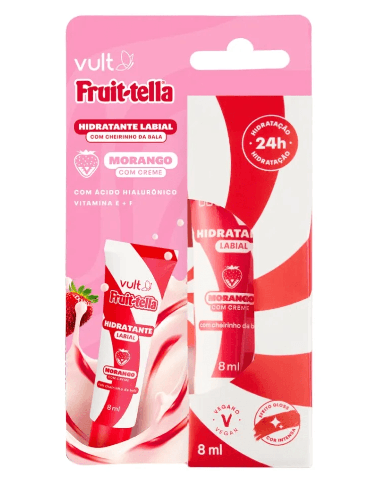 Hidratante Labial Vult Fruit-Tella Morango com Creme - 8ml