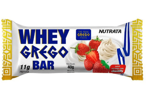 Barra de Proteína Whey Grego Sabor Morango Chantilly - 40g
