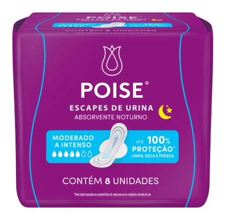 Absorvente Poise Noturno Escape de Urina com Abas - 8 Uni