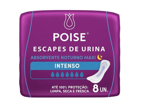 Absorvente Poise Noturno Escapes de Urina Maxi sem Abas - 8 Uni