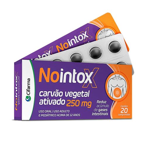 Nointox 250mg Carvão Vegetal Ativado Cifarma 20 Comprimidos