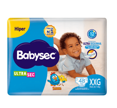 Fralda Babysec Ultrasec Hiper Galinha Pintadinha Tamanho XXG - 48 Uni