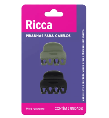 Mini Piranhas para Cabelos Classic Ricca 3,5cm - Contém 2 Unidades