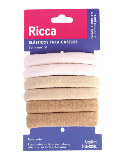 Elásticos para Cabelos Ricca Nude - Contém 6 Unidades