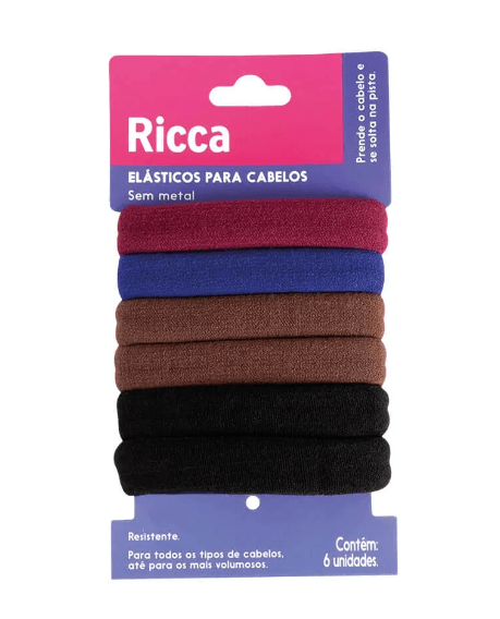 Elásticos para Cabelos Ricca Colors - Contém 6 Unidades