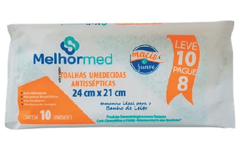 Toalha Umedecida Melhormed com 10 Unidades