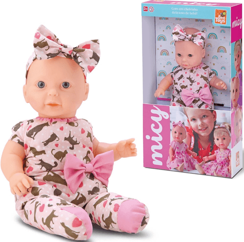 Boneca Micy Cheirinho De Neném Bebê Com Tiara - Bee Toys