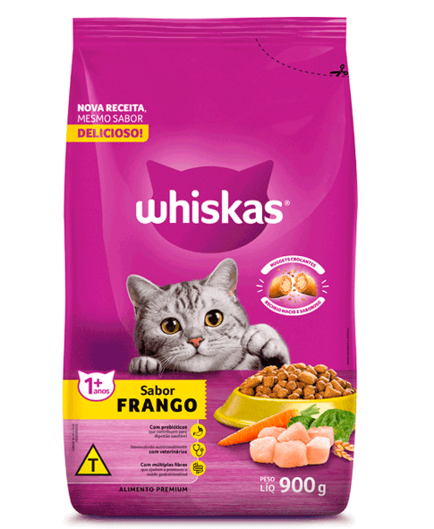 RACAO WHISKAS ADULTO FRANGO 900G