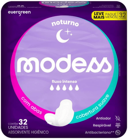 Absorvente Modess Noturno com Abas - com 32 Unidades