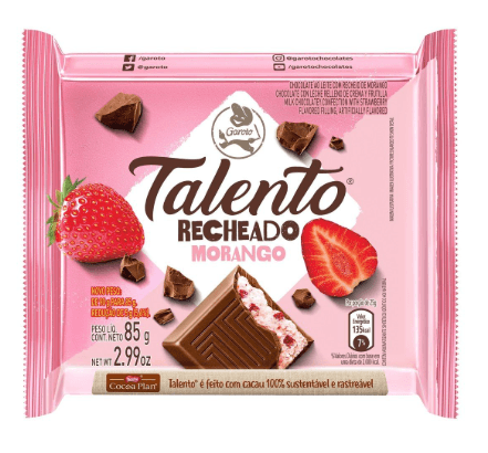 Chocolate Talento Recheado Morango - 85g