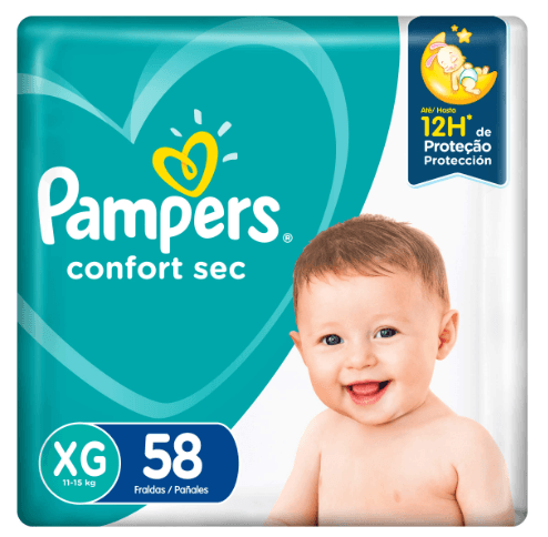 Fralda Pampers Confort Sec Super Tamanho XG - com 58 Unidades