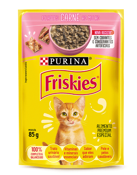 Racao gatos friskies sache filhote carne ao molho 85g