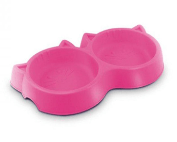 Comed plastico gato duplo rosa