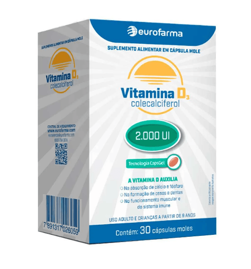 VITAMINA D 15.000UI 4 CAPISULAS - EUROFARMA