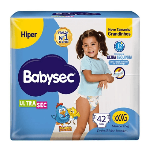 Fralda Babysec Ultrasec Hiper Galinha Pintadinha Tamanho XXXG - 42 Unidades