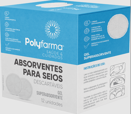 Absorvente para Seios com 12 Unidades - Polyfarma