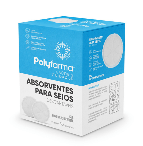 Absorvente para Seios com 30 Unidades - Polyfarma