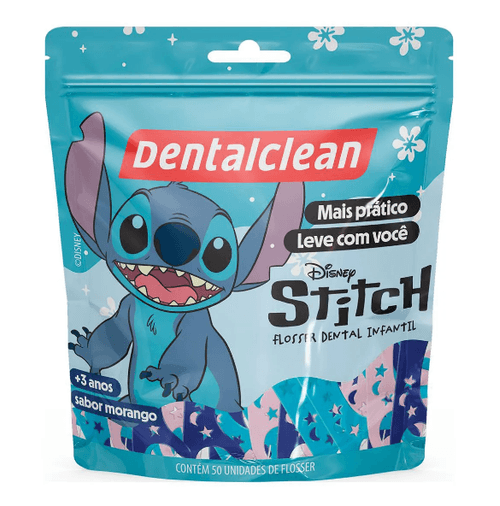 FIO DENTAL INFANTIL FLOSSER 3+ ANOS STITCH MORANGO C/50 UN