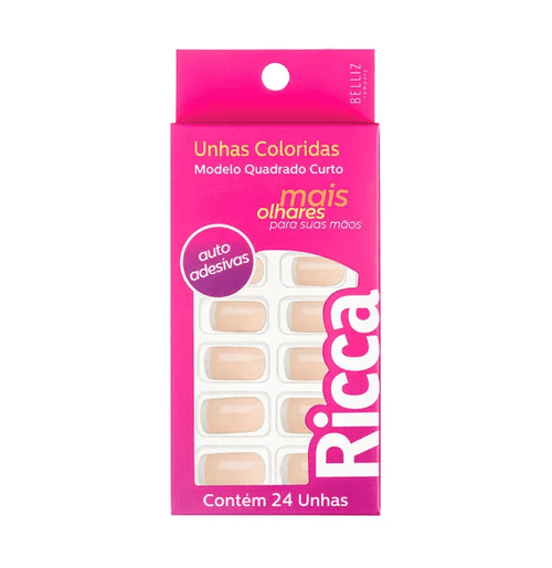 Unhas Postiços Stick & Go Cor Francesinha Nude - Contém 24 Unidades