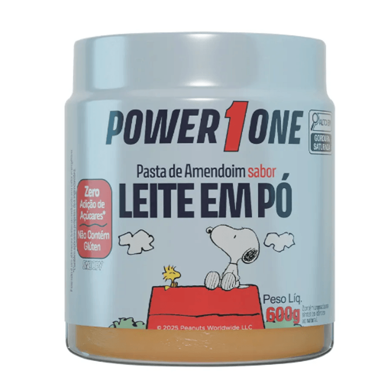 Pasta de Amendoim Power One Snoopy Sabor Leite em Po - 600g