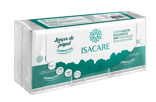 Lenço de Papel de Bolso Isacare - com 10 Unidades