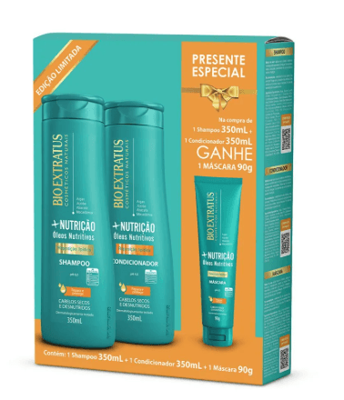 Kit Bio Extratus Nutrição Shampoo 350ml + Condicionador 350ml + Máscara 90g