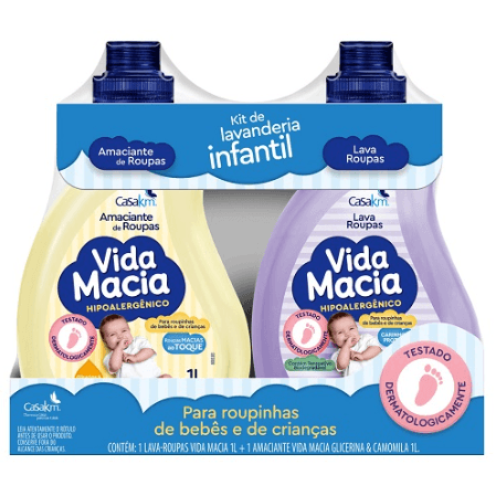 Kit Vida Macia Lava Roupas + Amaciante Glicerina e Camomila - 1L