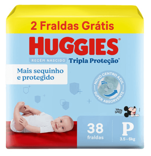Fralda Huggies Tripla Proteção Meguinha Tamanho P - 38 Unidades