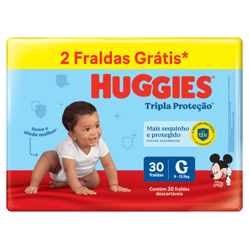 Fralda Huggies Tripla Proteção Meguinha Tamanho G - 30 Unidades