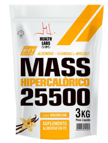 Mass Hipercalórico 25.550 Health Labs Sabor Baunilha 3Kg