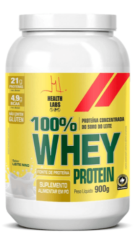 Whey 100% Protein Health Labs 900g Leite Nino
