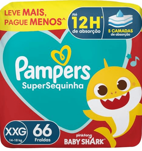 Fralda Pampers Supersequinha XXG com 66 Unidades